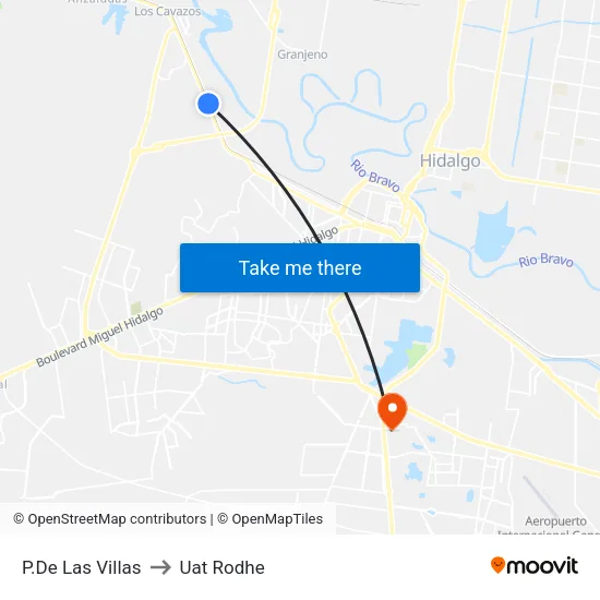 P.De Las Villas to Uat Rodhe map