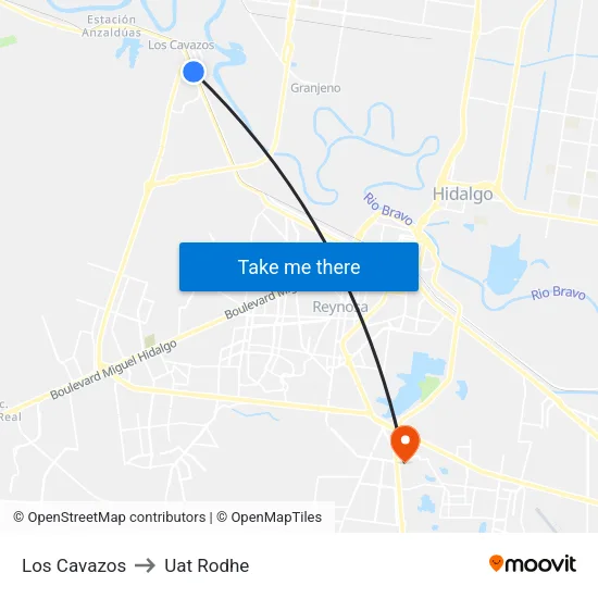 Los Cavazos to Uat Rodhe map