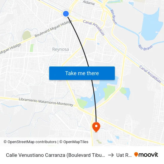Calle Venustiano Carranza (Boulevard Tiburcio Garza Zamora), 321 to Uat Rodhe map