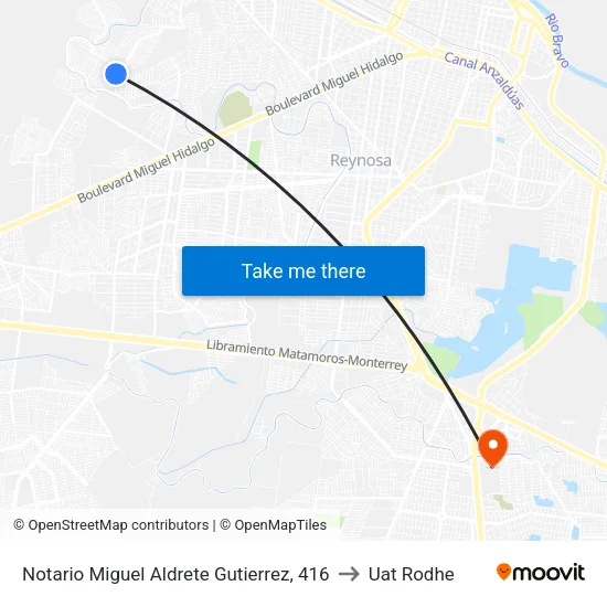 Notario Miguel Aldrete Gutierrez, 416 to Uat Rodhe map