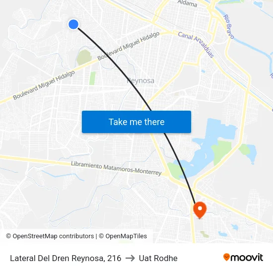 Lateral Del Dren Reynosa, 216 to Uat Rodhe map
