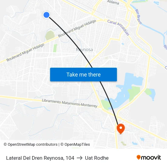 Lateral Del Dren Reynosa, 104 to Uat Rodhe map