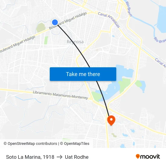 Soto La Marina, 1918 to Uat Rodhe map