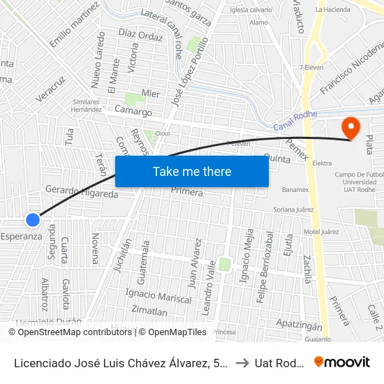 Licenciado José Luis Chávez Álvarez, 580 to Uat Rodhe map