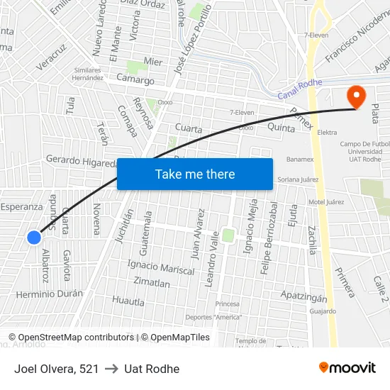 Joel Olvera, 521 to Uat Rodhe map