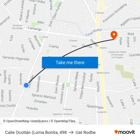 Calle Ocotlán (Loma Bonita, 498 to Uat Rodhe map