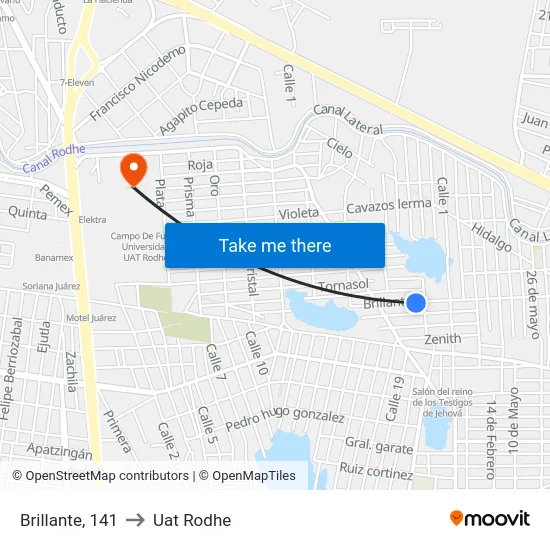 Brillante, 141 to Uat Rodhe map