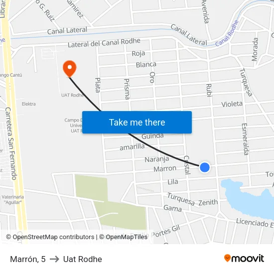 Marrón, 5 to Uat Rodhe map