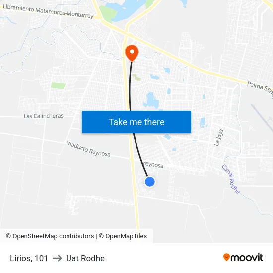 Lirios, 101 to Uat Rodhe map