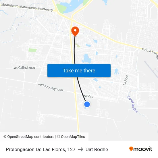 Prolongación De Las Flores, 127 to Uat Rodhe map