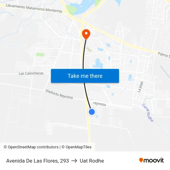 Avenida De Las Flores, 293 to Uat Rodhe map