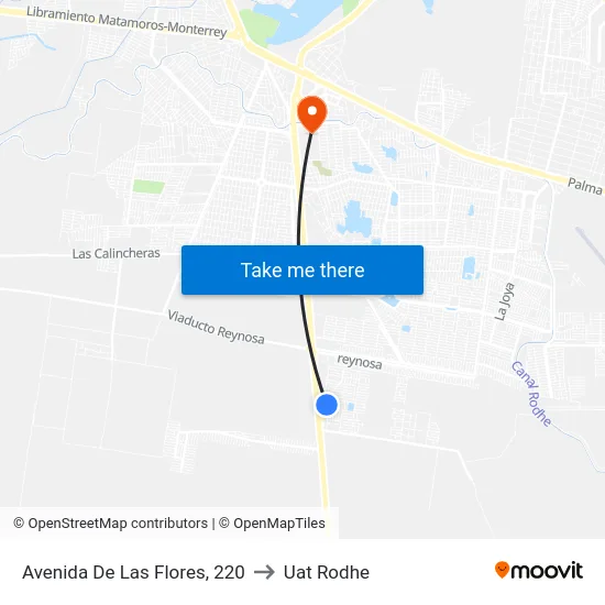 Avenida De Las Flores, 220 to Uat Rodhe map