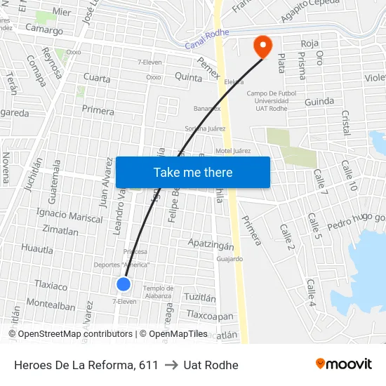 Heroes De La Reforma, 611 to Uat Rodhe map