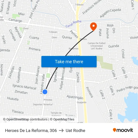 Heroes De La Reforma, 306 to Uat Rodhe map