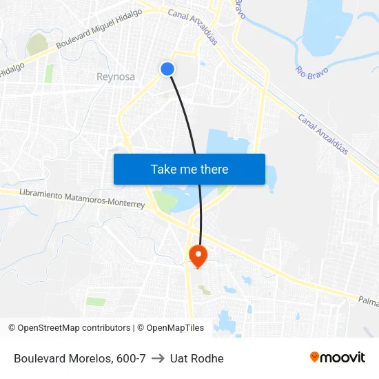 Boulevard Morelos, 600-7 to Uat Rodhe map