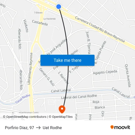 Porfirio Díaz, 97 to Uat Rodhe map