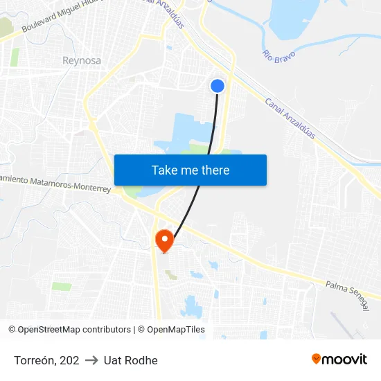 Torreón, 202 to Uat Rodhe map