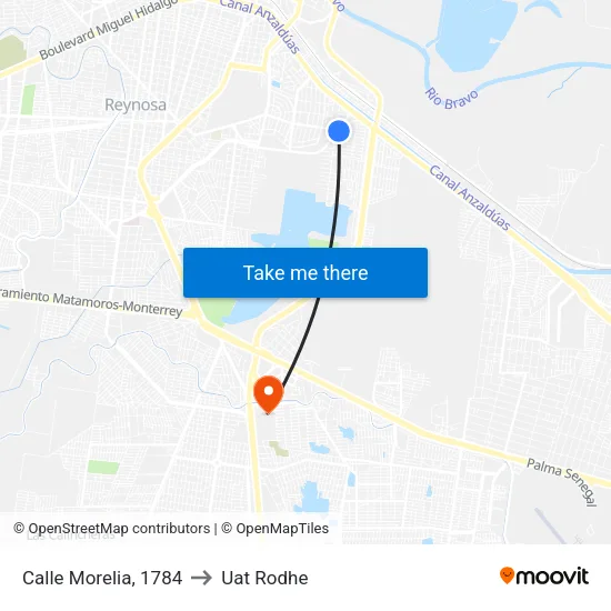 Calle Morelia, 1784 to Uat Rodhe map