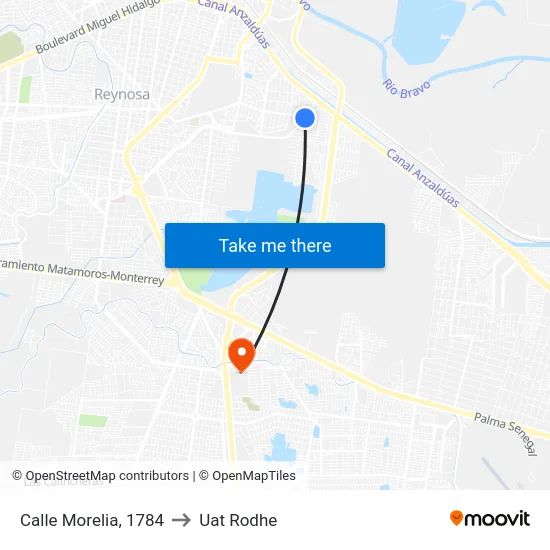 Calle Morelia, 1784 to Uat Rodhe map