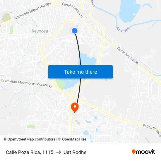 Calle Poza Rica, 1115 to Uat Rodhe map