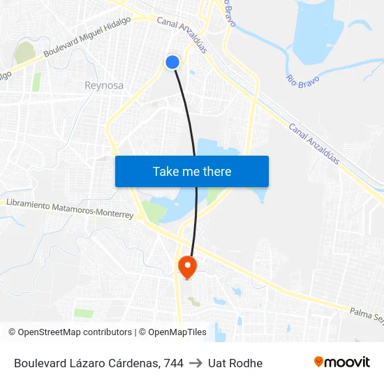 Boulevard Lázaro Cárdenas, 744 to Uat Rodhe map