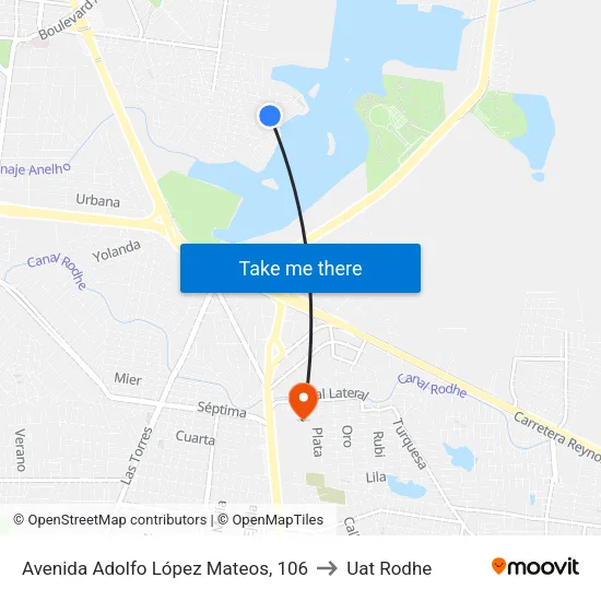 Avenida Adolfo López Mateos, 106 to Uat Rodhe map