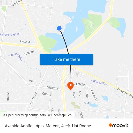 Avenida Adolfo López Mateos, 4 to Uat Rodhe map