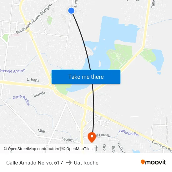 Calle Amado Nervo, 617 to Uat Rodhe map