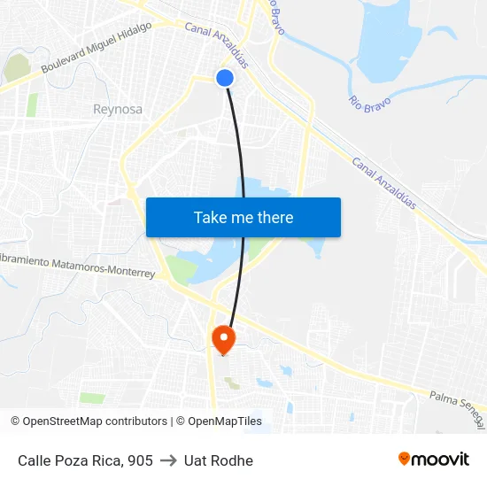 Calle Poza Rica, 905 to Uat Rodhe map