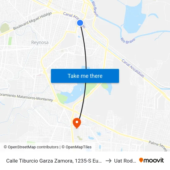 Calle Tiburcio Garza Zamora, 1235-S Euzcadi to Uat Rodhe map