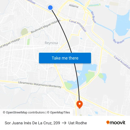 Sor Juana Inés De La Cruz, 209 to Uat Rodhe map