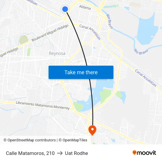 Calle Matamoros, 210 to Uat Rodhe map