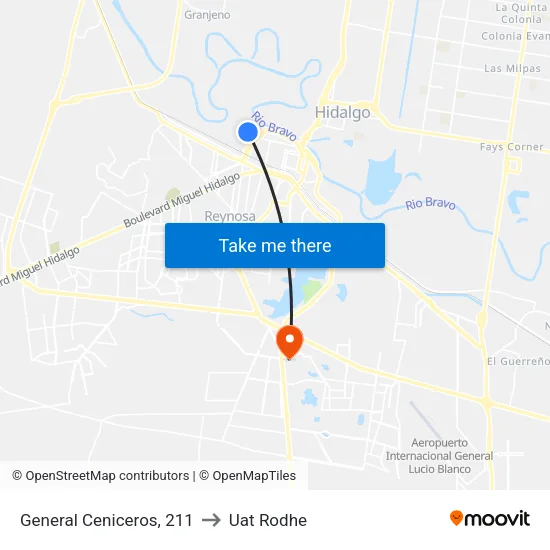 General Ceniceros, 211 to Uat Rodhe map