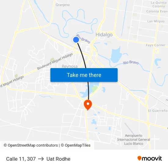 Calle 11, 307 to Uat Rodhe map