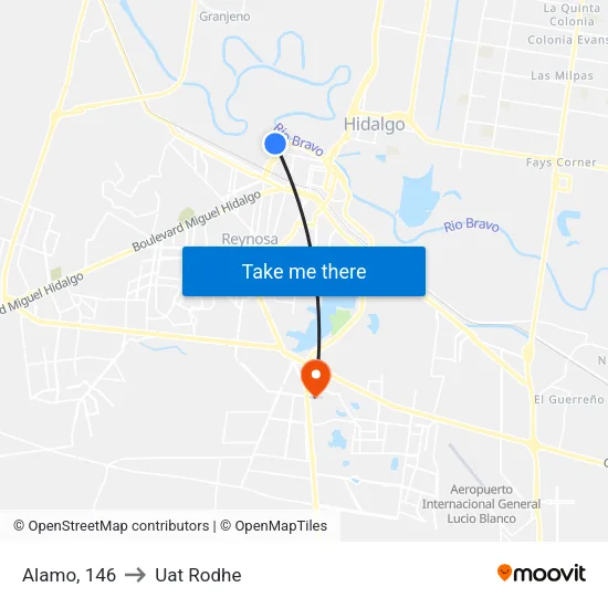 Alamo, 146 to Uat Rodhe map