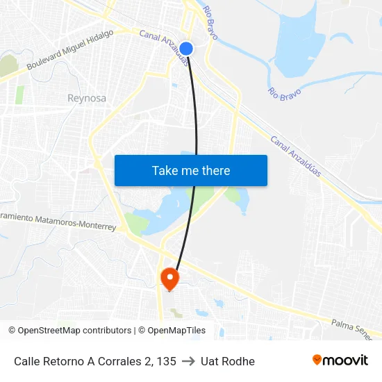 Calle Retorno A Corrales 2, 135 to Uat Rodhe map