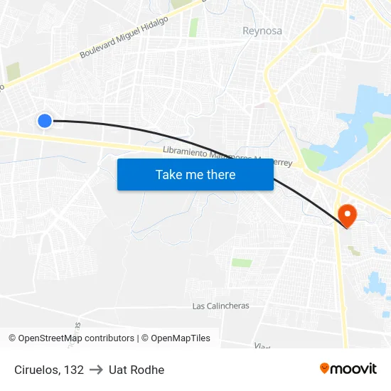 Ciruelos, 132 to Uat Rodhe map