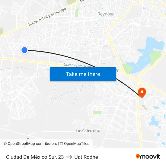 Ciudad De México Sur, 23 to Uat Rodhe map