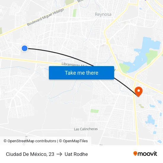 Ciudad De México, 23 to Uat Rodhe map
