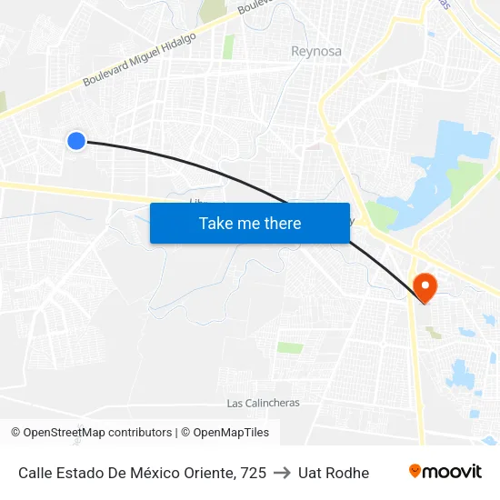 Calle Estado De México Oriente, 725 to Uat Rodhe map