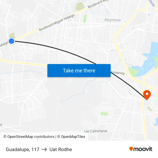 Guadalupe, 117 to Uat Rodhe map
