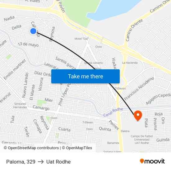 Paloma, 329 to Uat Rodhe map