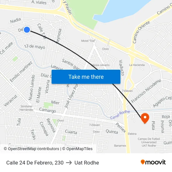 Calle 24 De Febrero, 230 to Uat Rodhe map
