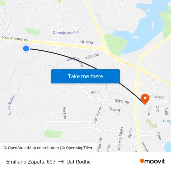 Emiliano Zapata, 607 to Uat Rodhe map