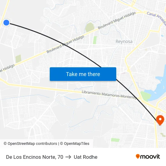 De Los Encinos Norte, 70 to Uat Rodhe map