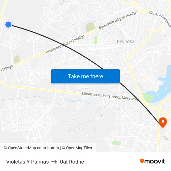 Violetas Y Palmas to Uat Rodhe map