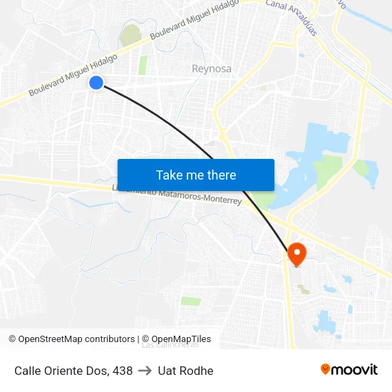 Calle Oriente Dos, 438 to Uat Rodhe map