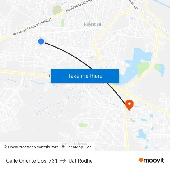 Calle Oriente Dos, 731 to Uat Rodhe map