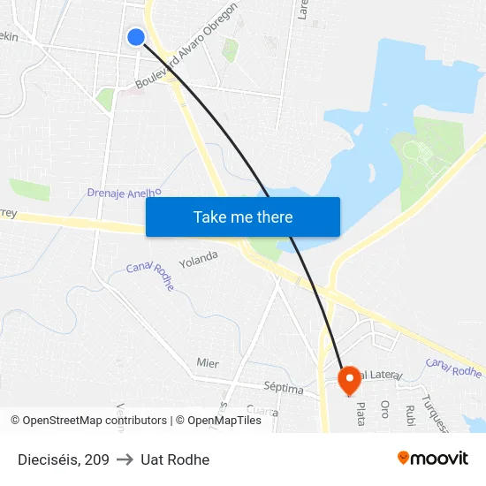 Dieciséis, 209 to Uat Rodhe map