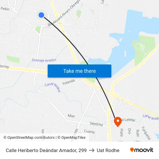 Calle Heriberto Deándar Amador, 299 to Uat Rodhe map